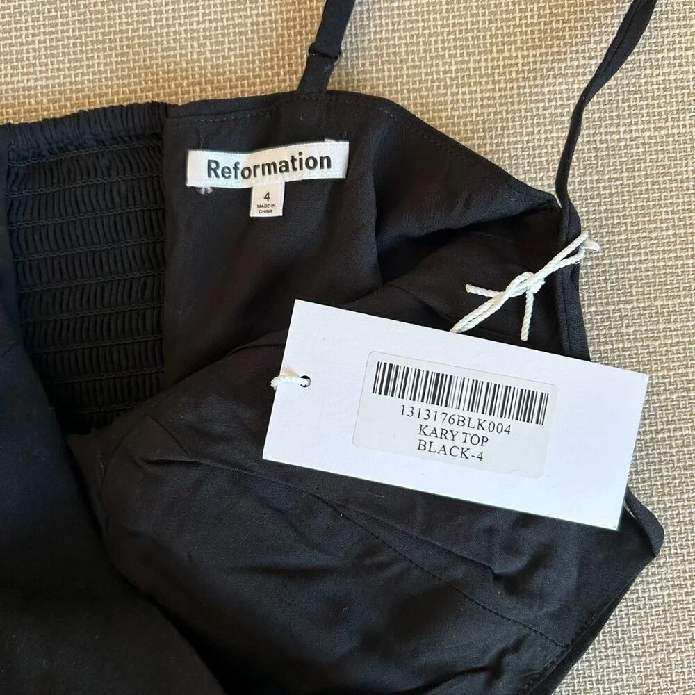 NWT Reformation Kary Knit Top Sz2 Black Noir Stretch Causal - Picture 5 of 7